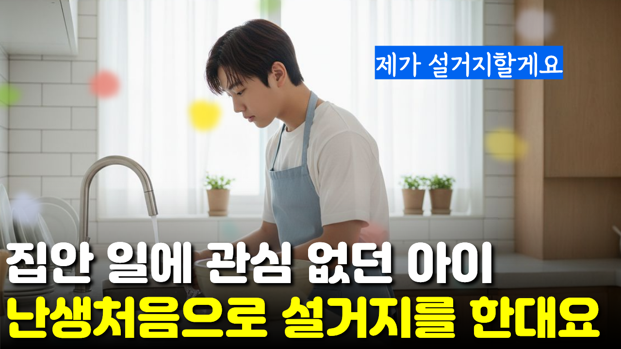 "태어나서 처음 있는 일이에요" 자발적으로 설거지 도와주겠다는 아이의 기특한 변화